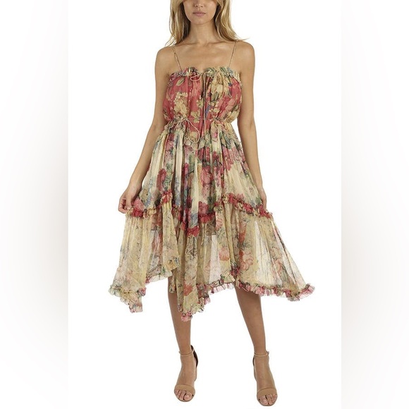 Zimmerman Melody Floating Floral Print Silk Dress Size Zimmermann 0 - Picture 11 of 16